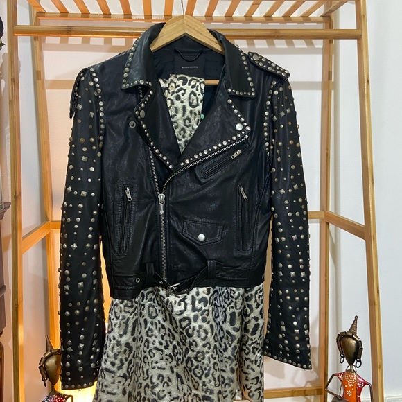 MAISON SCOTCH VINTAGE STUDDED LEATHER JACKET  . Size - M - Picture 10 of 17